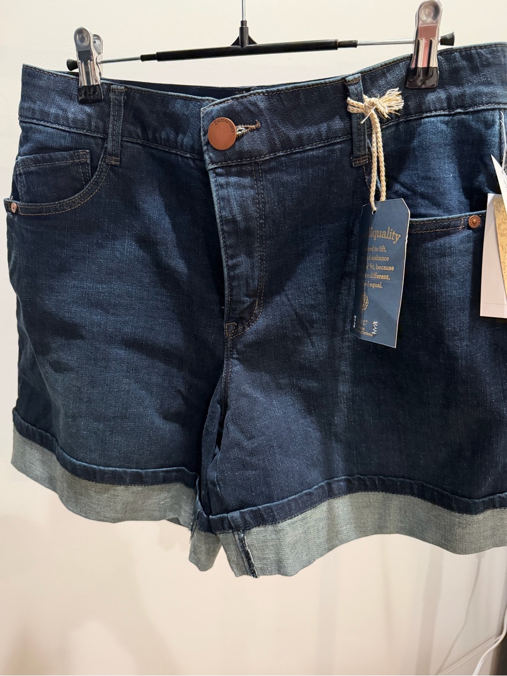 NWT Democracy Dark Blue Denim Roll Cuff Shorts